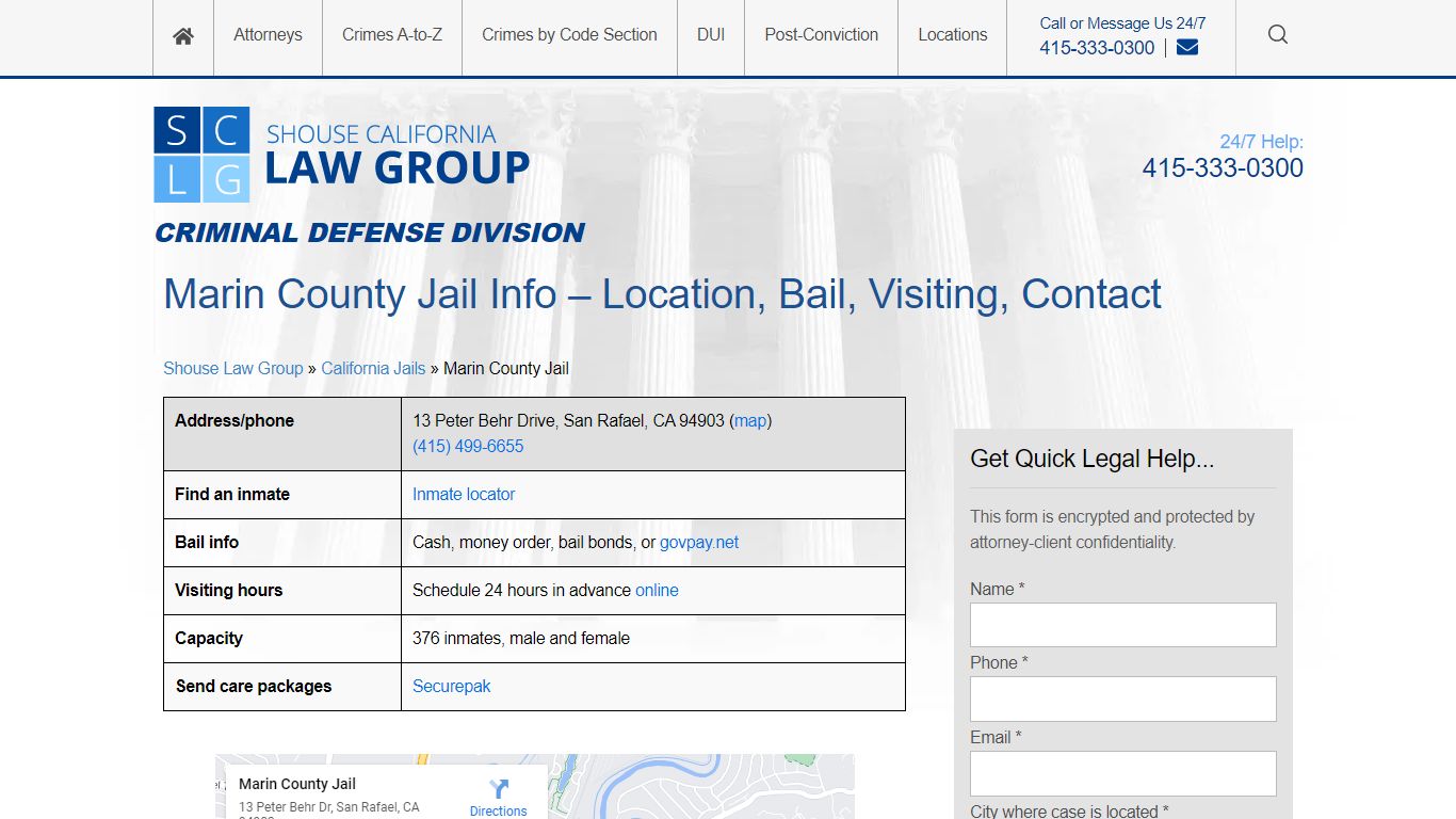 Marin County Jail Info – Location, Bail, Visiting, Contact