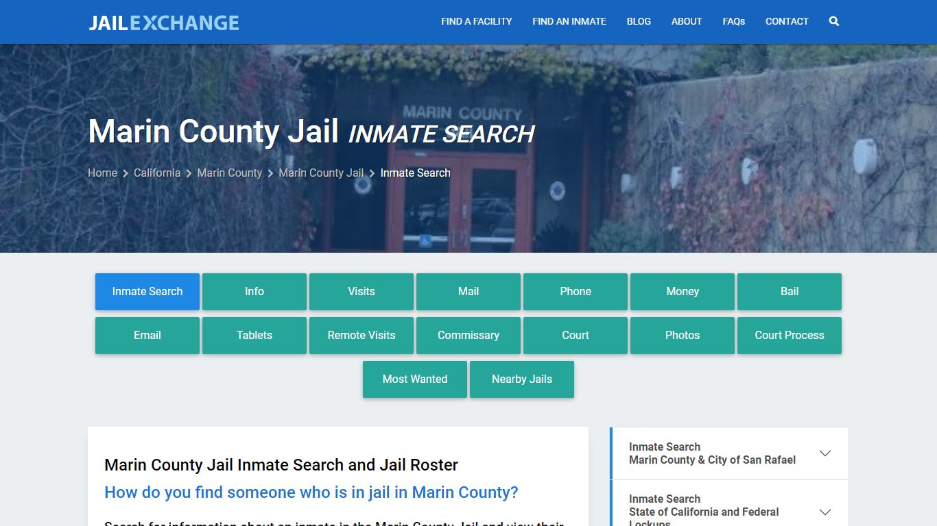 Inmate Search: Roster & Mugshots - Marin County Jail, CA